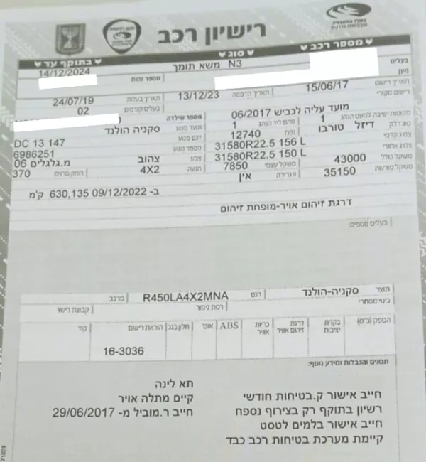 ⁦משא תומך סקניה 2*4  שנת 2017⁩ – תמונה ⁦2⁩
