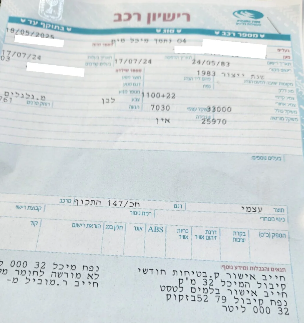 ⁦נתמך מיכל מים ברזל  שנת 1983⁩ – תמונה ⁦4⁩